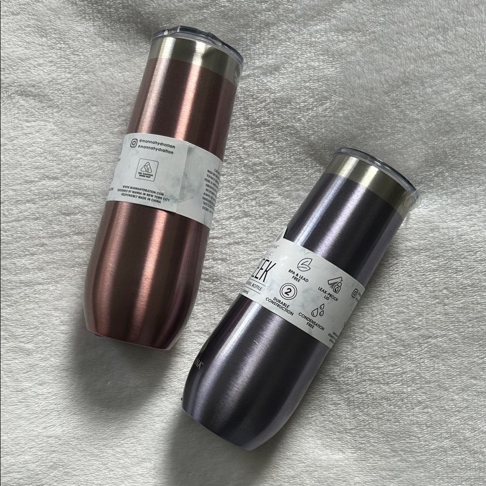 Manna Sleek Stainless Steel Bottles - Metallic Pink and Purple - Picture 2 of 5